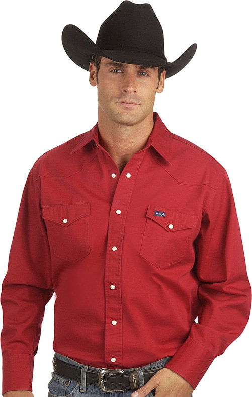 Wrangler® Cowboy Cut® Solid Twill Shirt длинный рукав (БОЛЬШИЕ И ВЫСОКИЕ)