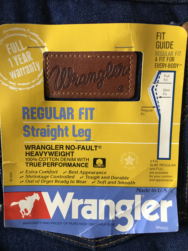 (1986-1989)Wrangler® 912 Regular Fit Straight Leg Jeans No-Fault® denim